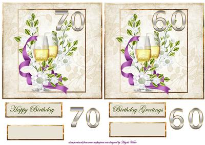 Wine and Floral Birthday Toppers