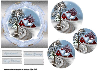 Lace Framed Christmas Scene