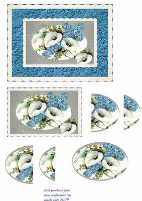 White Lilies and Blue Flower Cross