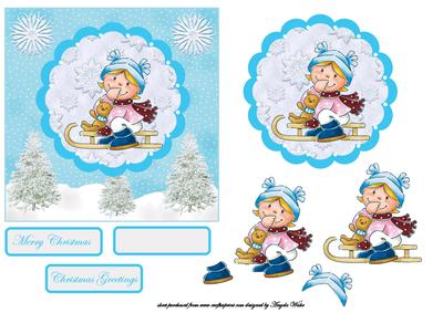 Girl and Teddy on the Sledge