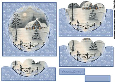 Vintage Winter Scene of a House