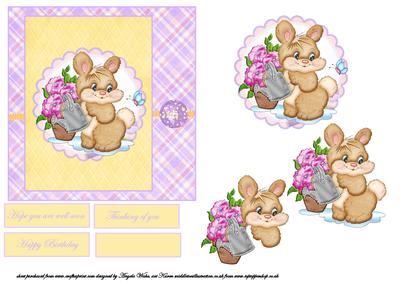 Rabbit Watering His Flowers