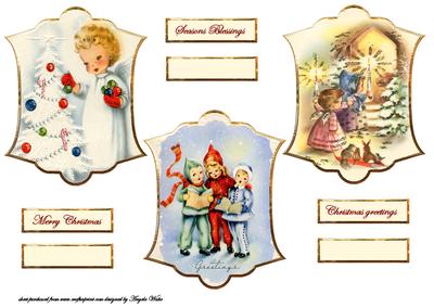 Vintage Christmas Children Toppers