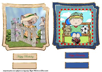 Cat and Footballer Card Fronts