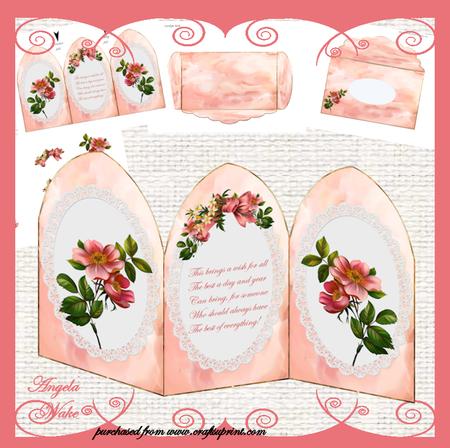 Vintage Flowers Arch Tri Fold Card