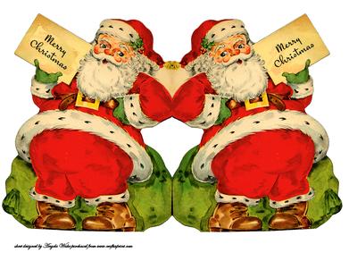 Vintage Santa Shaped Card