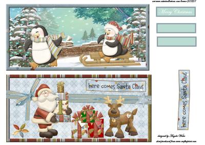 Santa and Playful Penguins