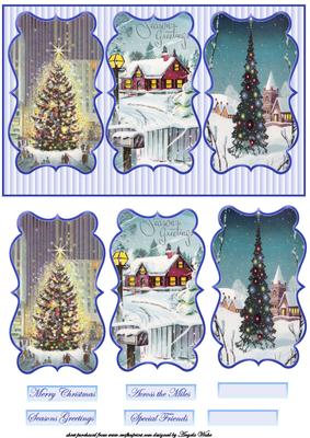 Vintage Christmas Trees and Village