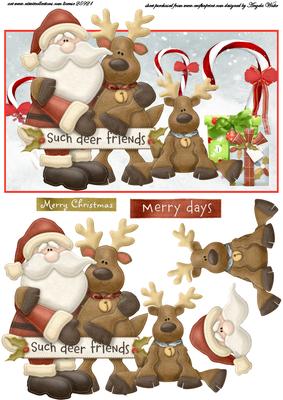 Santa with His Reindeer Friends