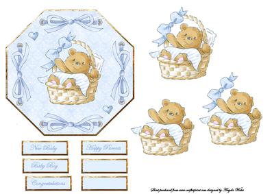 Baby Boy Bear in Basket