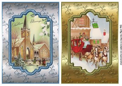 Vintage Christmas Scene Card Fronts