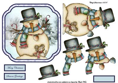 Snowman with His Mouse Friend