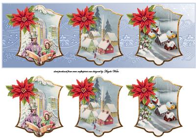 Poinsettias and Vintage Scenes