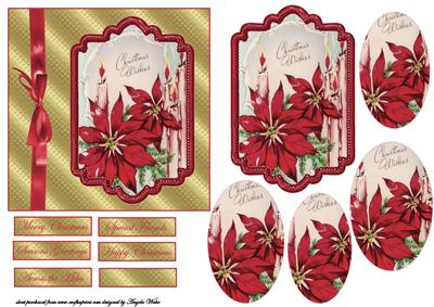 Christmas Candles and Red Poinsettias