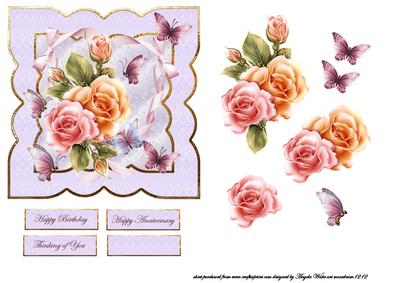 Pastel Roses and Butterfly