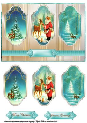 Vintage Santa and His Reindeer