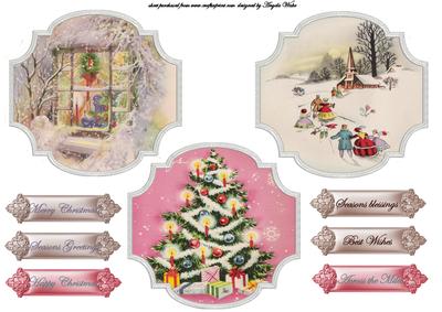 Window, Tree and Church Vintage Toppers