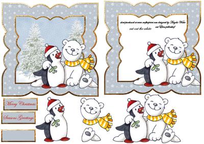 Christmas Animal Friends, Penguin and Polar Bear