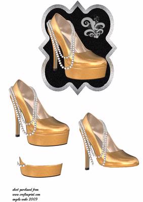 Gold Shoe with Pearls