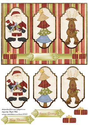 Santa Tree and Reindeer Panel Card