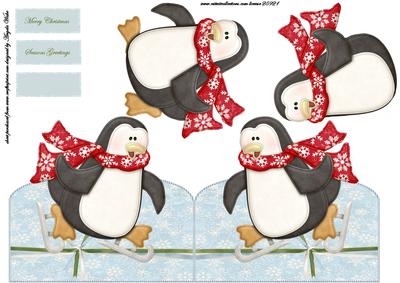 Penguin Shaped Card and Decoupage