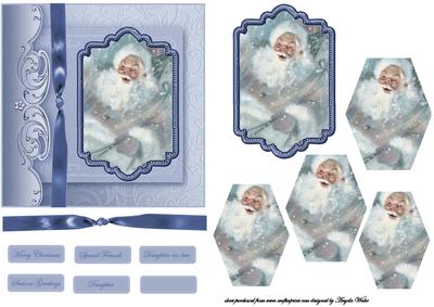 Vintage Blue Santa Card Topper