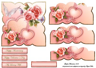 Roses Butterfly and Hearts Card Front