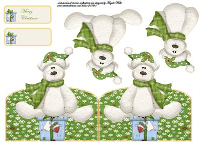 Holly Christmas Bear Shaped Card