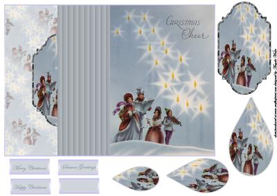 Vintage Carols Singers No Hole Fold Back Card