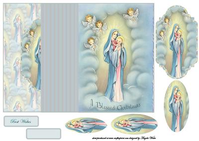 Mary and Baby Jesus No Hole Fold Back Card
