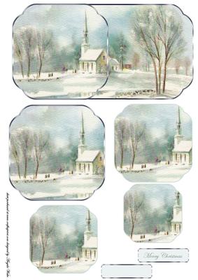 Vintage Tranquil Church Shaped Card Front
