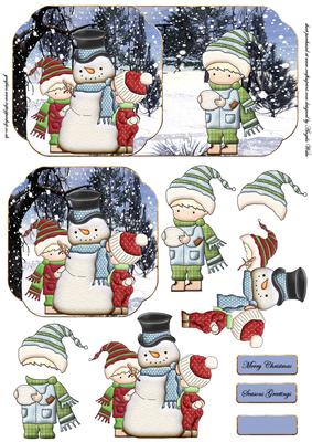 Snowman and Friends Shaped Card Front
