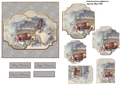 Victorian Hotel and Coach Card Front with Topper and Stacker