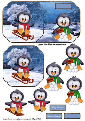 Penguin Fun in the Snow Card Front