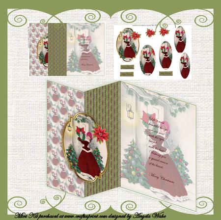 Victorian Lady with Garland Decoration No Hole Fold Back