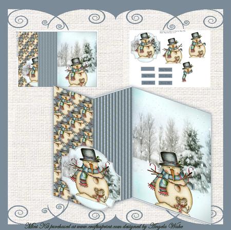 Handpainted Snowman No Hole Fold Back Card