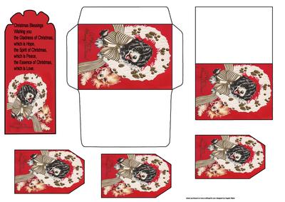 Doggy Christmas Gift Card, Envelope, Tags and Bookmarker