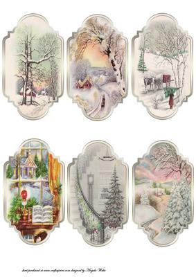 6 Vintage Christmas Shaped Toppers