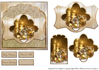 Christmas Golden Candles Card Front