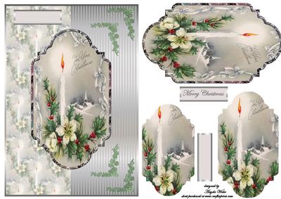 Candle and Christmas Rose Card Front