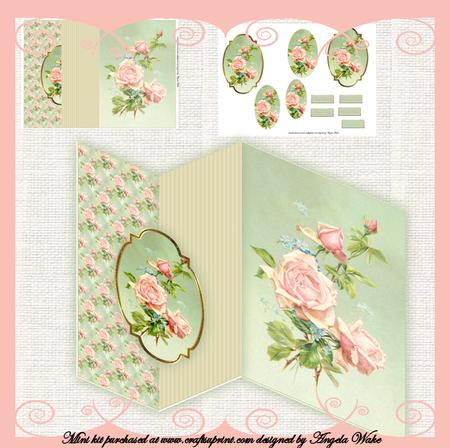 Vintage Rose No Hole Fold Back Card Mini Kit