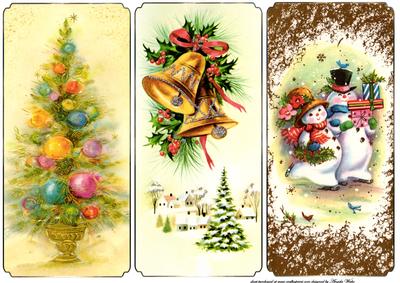 Christmas Tree, Bells and Snowmen Dl Card Fronts
