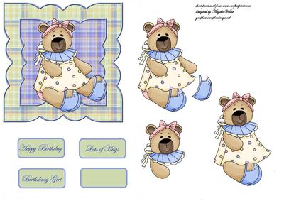 Baby Bear First Birthday and Sentiment Tags