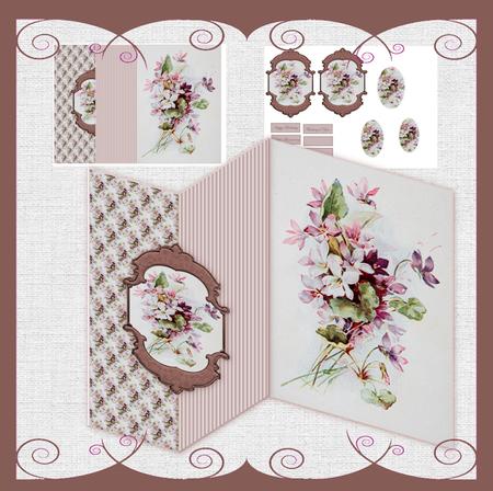 Mixed Vintage Flowers No Hole Foldback Card