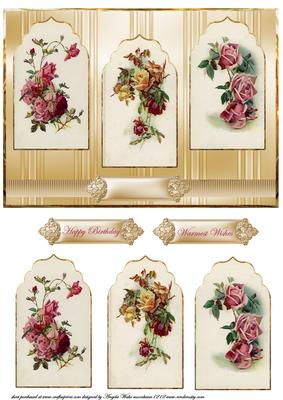 Flower Sprays Card Front with Panel Toppers