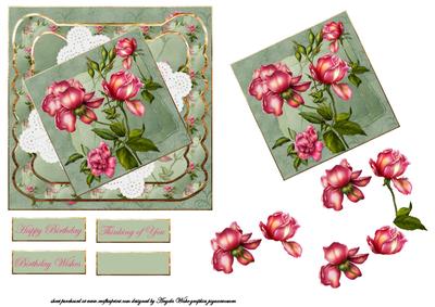 Red Rose, Lace and Gold Card Front