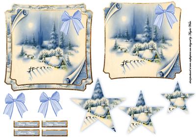 Starlight Night Card Front , Topper Pyramid and Sentiment Ta