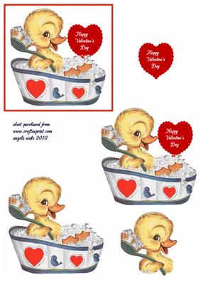 Baby Duck in Bubbles with a Heart