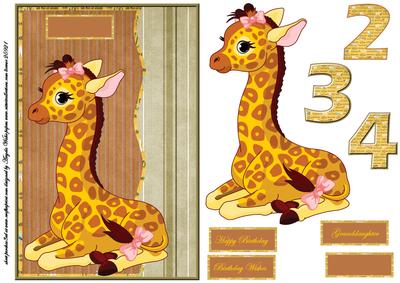 Smiling Giraffe Card Front with Topper