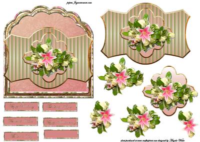 Lilly and Cream Rose's Card Front and Topper